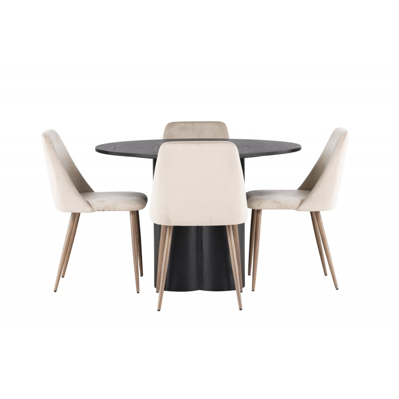 Rundt Spisebordssæt Olivia med stolene Night - Sort og Brun