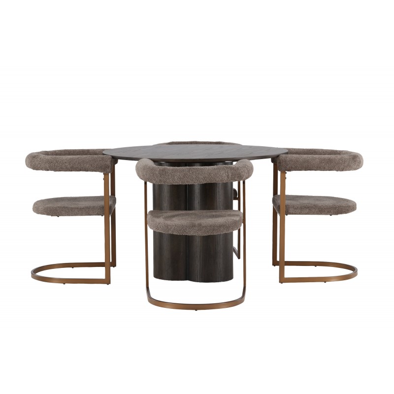 Rundt Spisebordssæt Olivia med stole Morning  - Brun og - Mocca