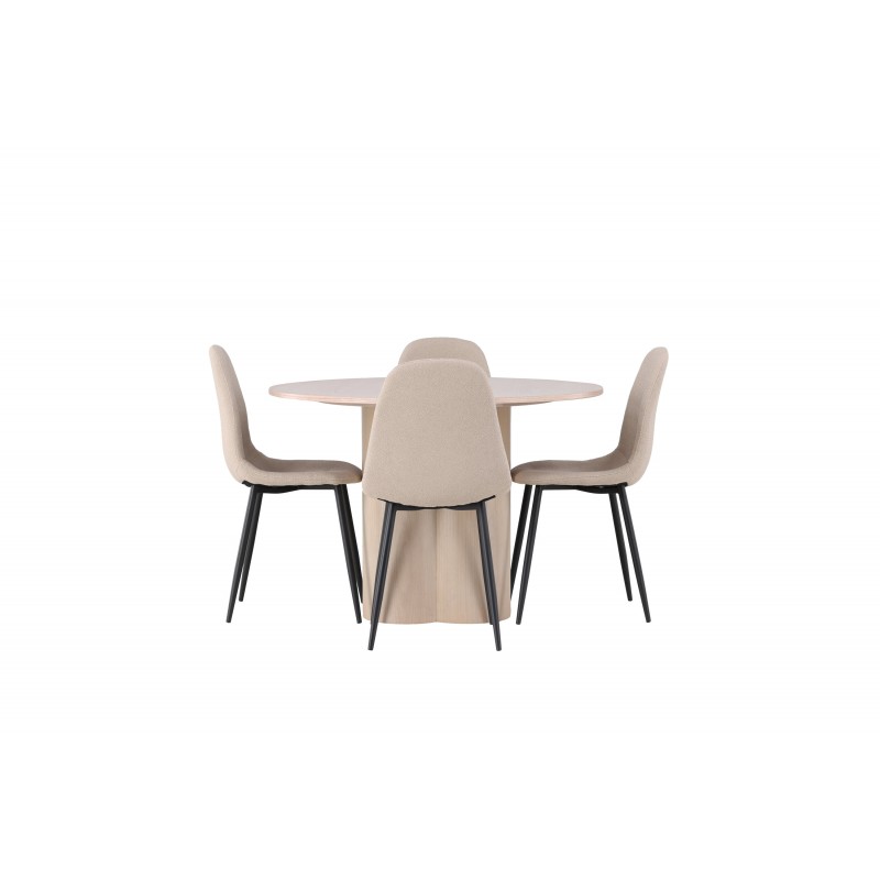 Olivia Spisebordssæt med Polar Stole - Beige og Hvid