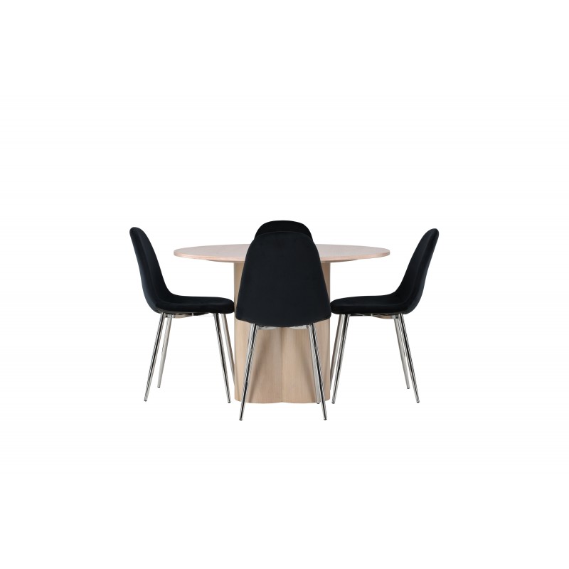 Spisebordssæt Olivia med stole Polar - Sort og Hvid