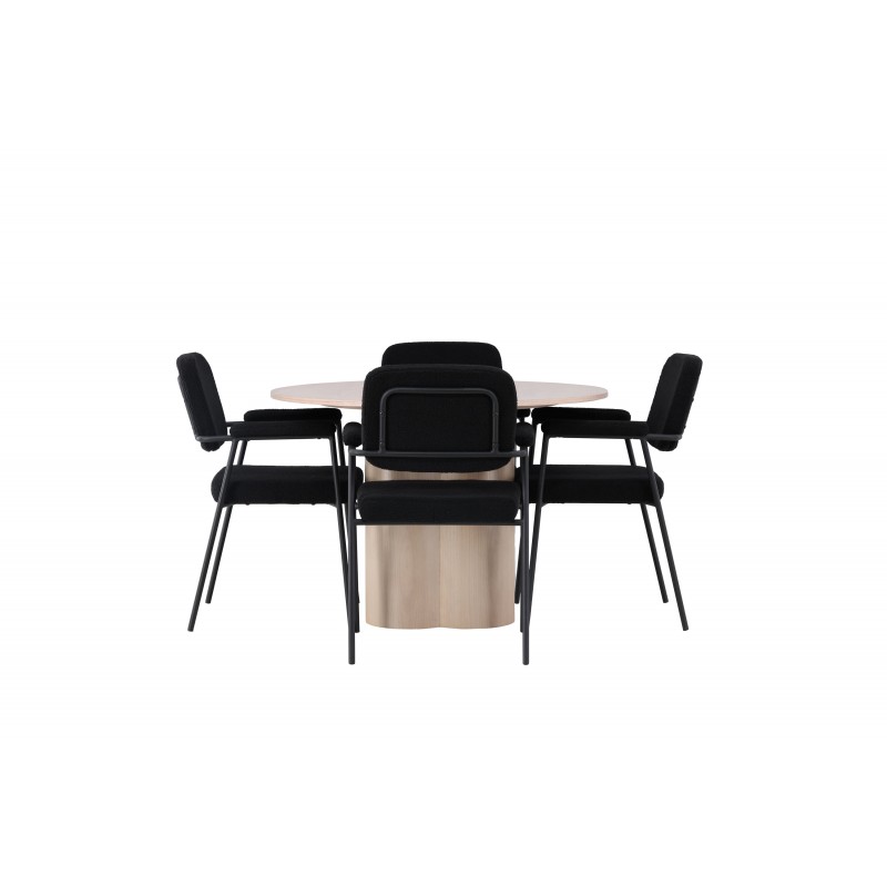 Spisebordssæt Olivia med stole Yesterday - Sort og Hvid