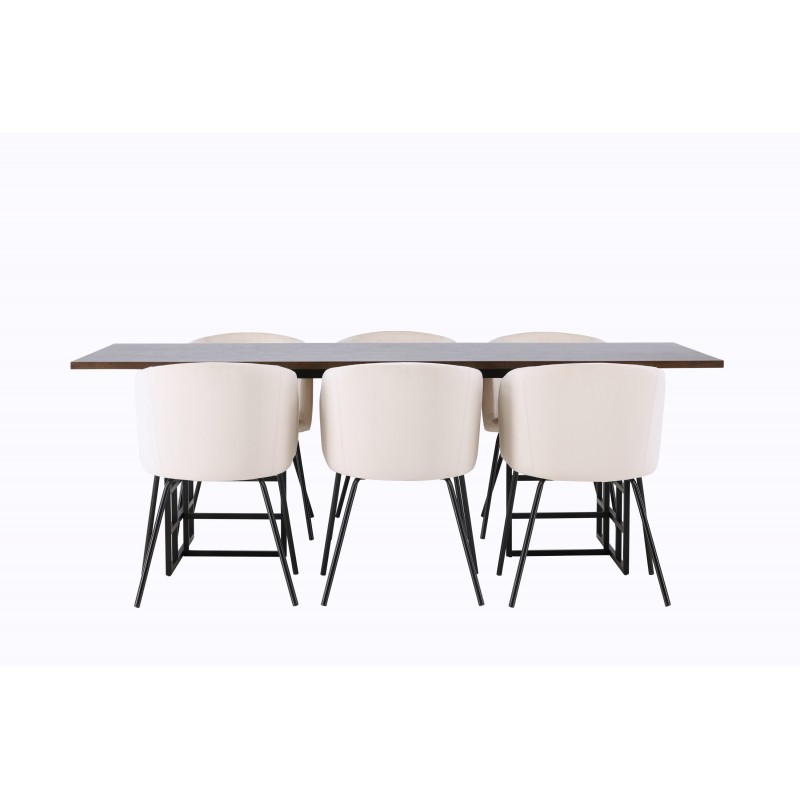Spisebordssæt Ystad med Berit Spisebordsstole  - Beige og Mocca