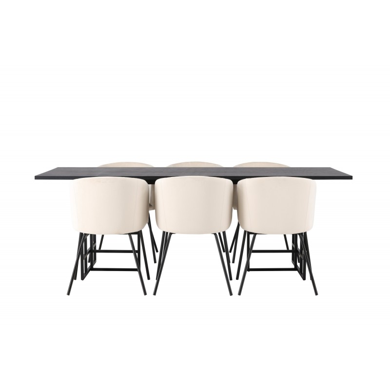 Spisebordssæt Ystad med Berit Spisebordsstole - Beige og Sort