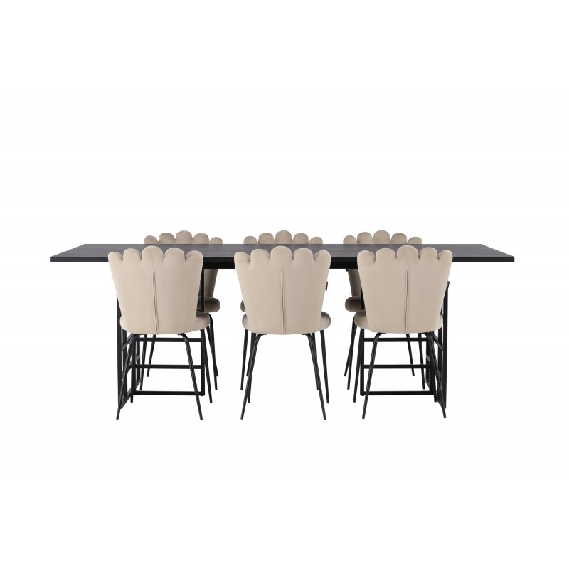 Spisebordssæt Ystad med Spisebordsstole Limhamn - Beige og Sort