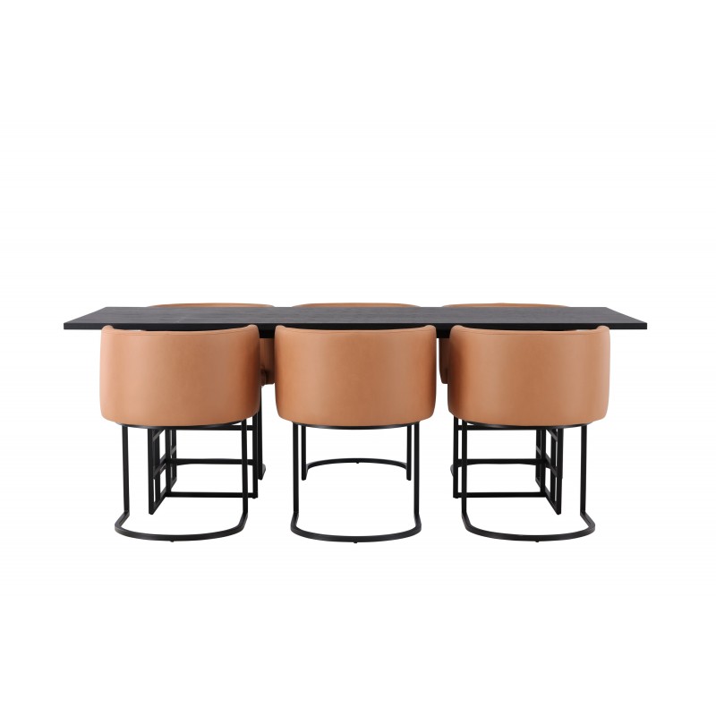 Spisebordssæt Ystad med Spisebordsstole Simrishamn  - Sort og Brun