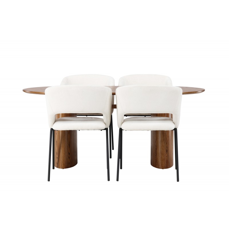 Spisebordssæt Isolde med stolene Day  - Natur og - Off White