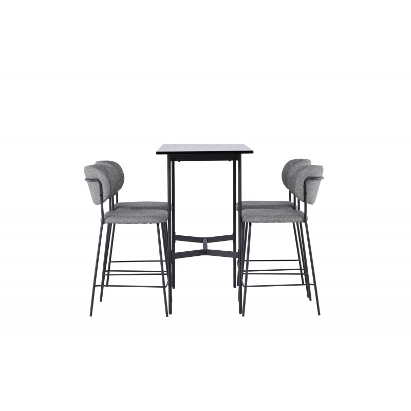 Bar sæt Rax med Spisebordsstolene Bell - Sort og Grå