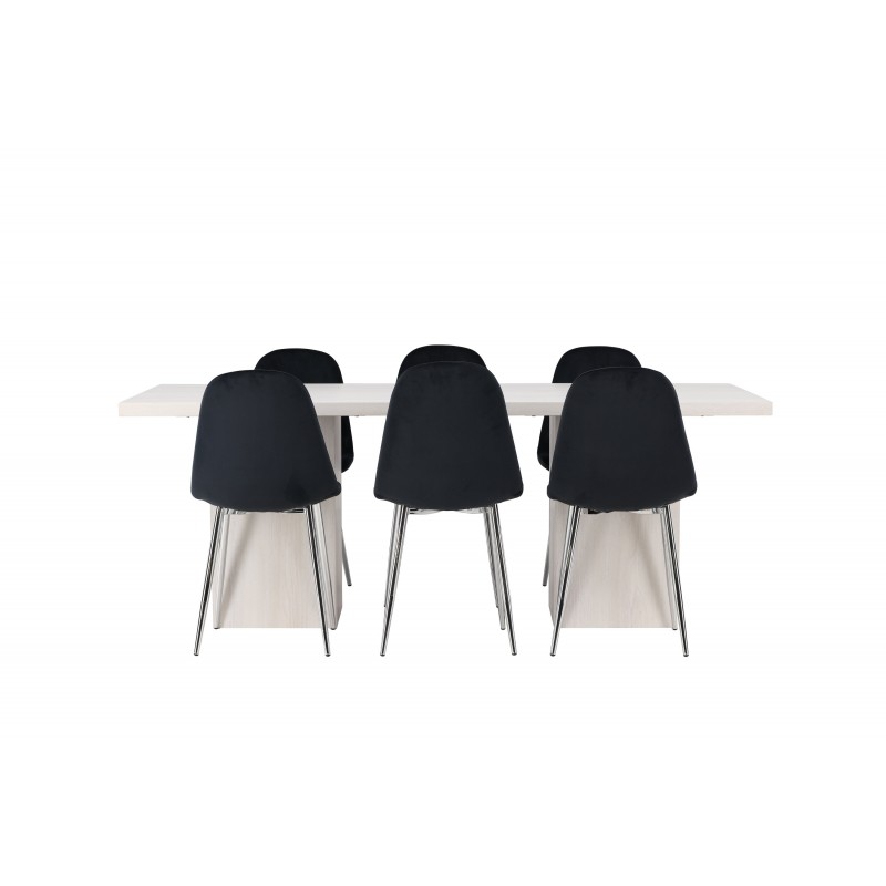Spisebordssæt Olga med Spisebordsstolene Polar  - Sort og Hvid