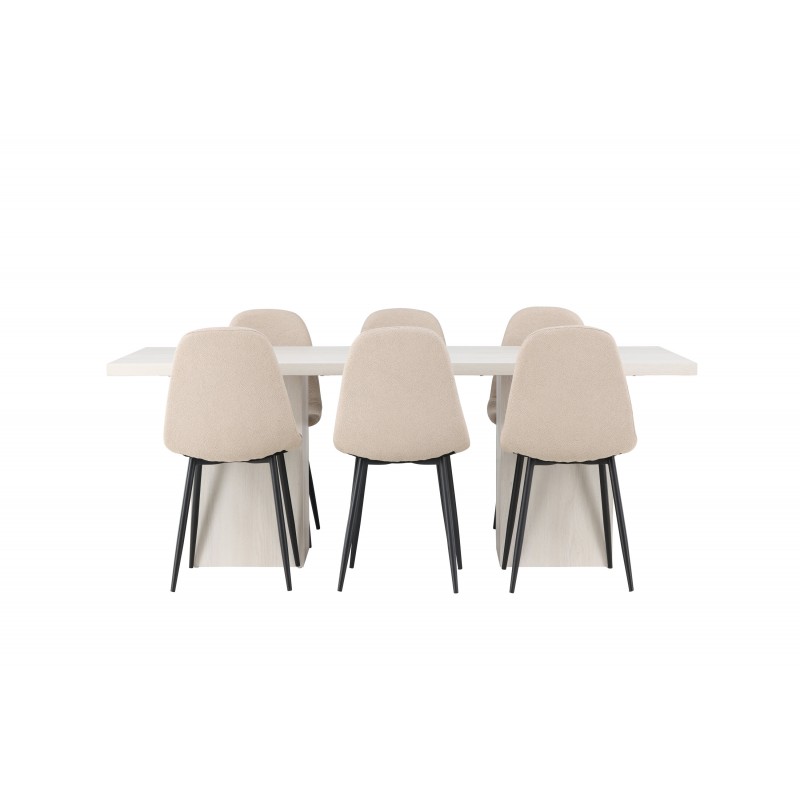Spisebordssæt Olga med Spisebordsstole Polar - Beige og Hvid