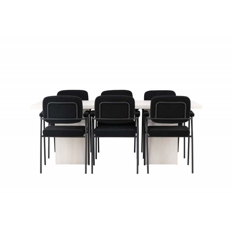 Spisebordssæt Olga med Spisebordsstole Yesterday  - Sort og Hvid