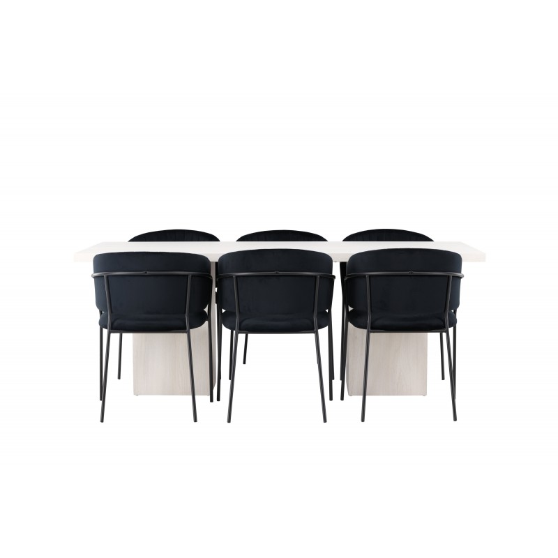 Spisebordssæt Olga med Spisebordsstole Selma - Sort og Hvid