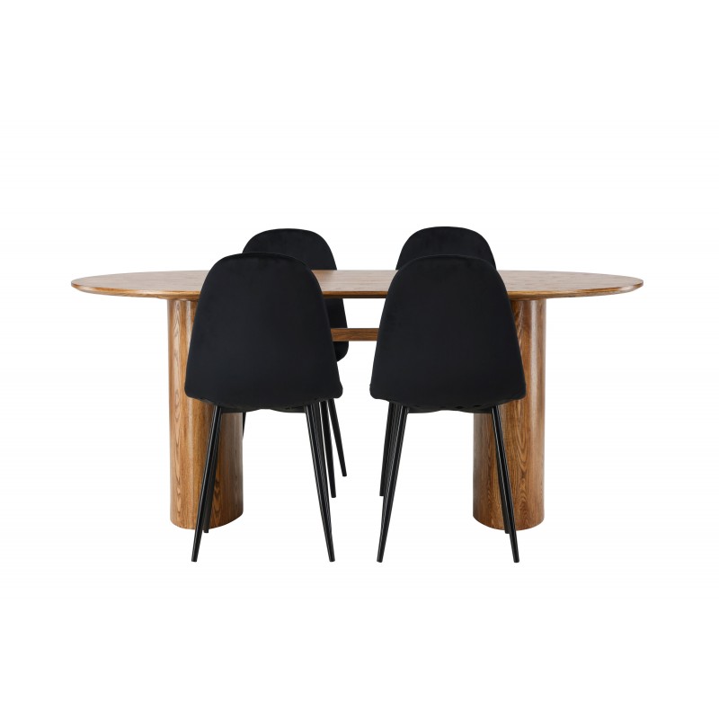 Spisebordssæt Isolde med stole Polar  - Sort og Natur