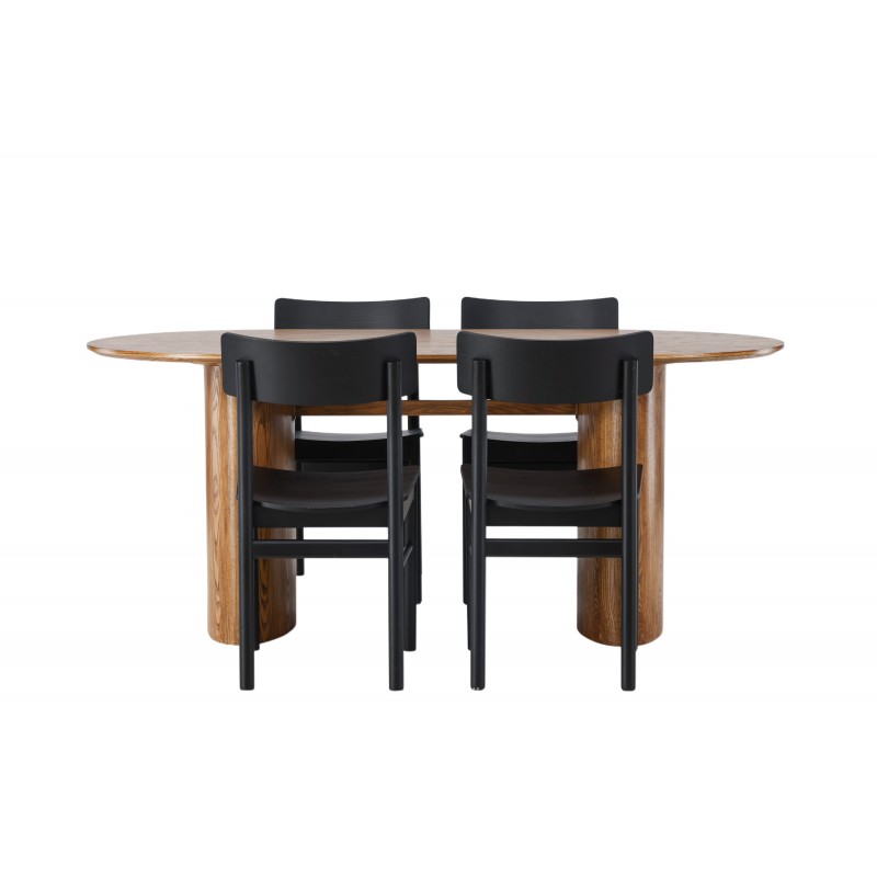 Spisebordssæt Isolde med Montros stole  - Sort og Natur