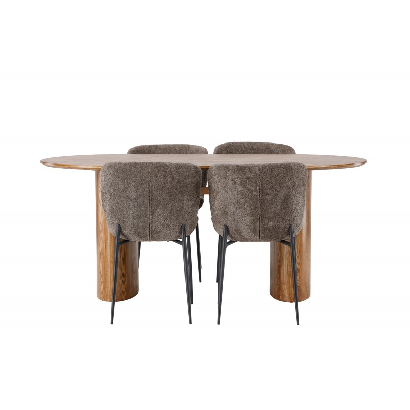 Spisebordssæt Isolde med stole Modesto  - Mørkegrå og Natur