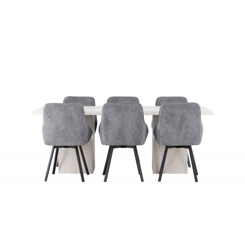 Spisebordssæt Olga med Spisebordsstole Rosie - Grå og Hvid