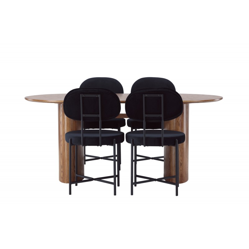 Spisestuesæt Isolde med stole Stella - Sort og Natur