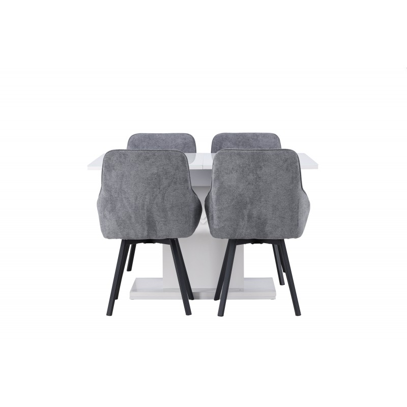 Spisebordssæt Pluto med Spisebordsstole Rosie  - Grå og Hvid