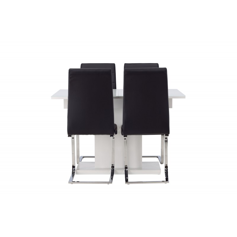 Spisebordssæt Pluto med Tempo Spisebordsstole  - Sort og Hvid