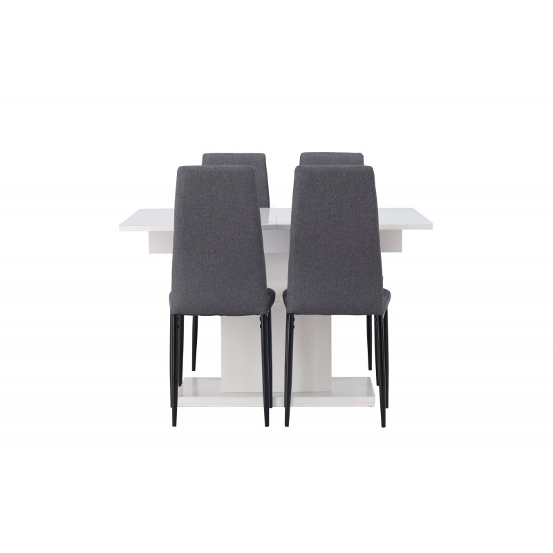 Spisebordssæt Pluto med Spisebordsstole Petra - Mørkegrå og Hvid