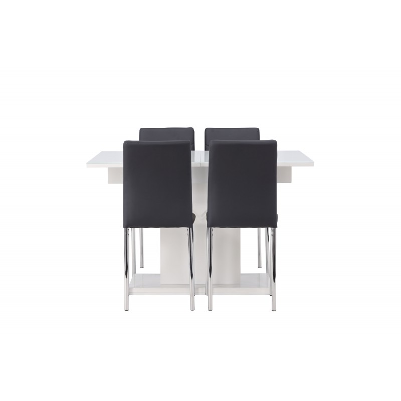 Spisebordssæt Pluto med Spisebordsstole Lily - Sort og Hvid