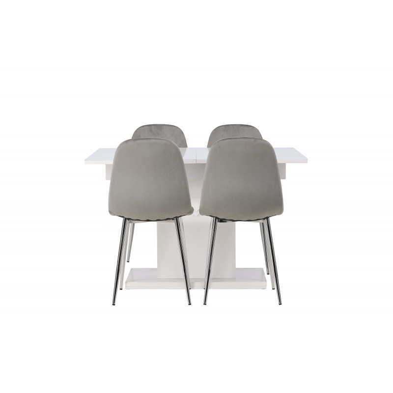 Spisebordssæt Pluto med Eva-Spisebordsstole  - Lysegrå og Hvid
