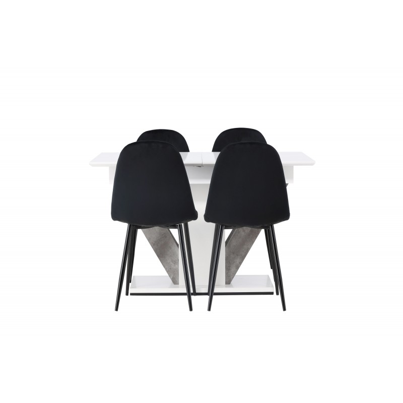 Spisestuesæt Disa med Spisebordsstolene Polar  - Sort og Hvid