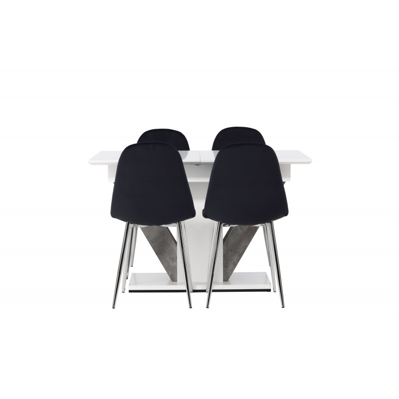 Spisebordssæt Disa med Spisebordsstole Polar - Sort og Hvid