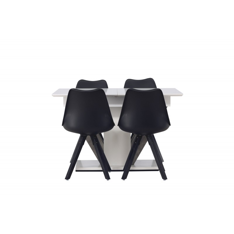 Spisebordssæt Disa med Zeno Spisebordsstole  - Sort og Hvid