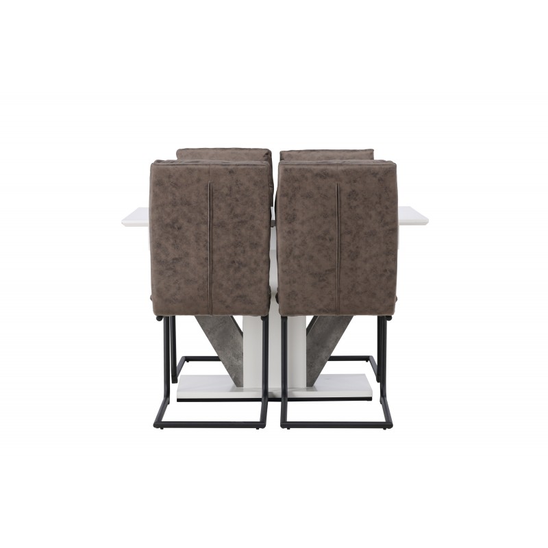 Spisebordssæt Disa med Zizo Spisebordsstole  - Brun og Hvid