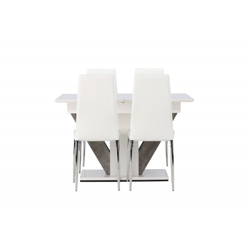 Spisebordssæt Disa med Spisebordsstole Pastill  - Hvid
