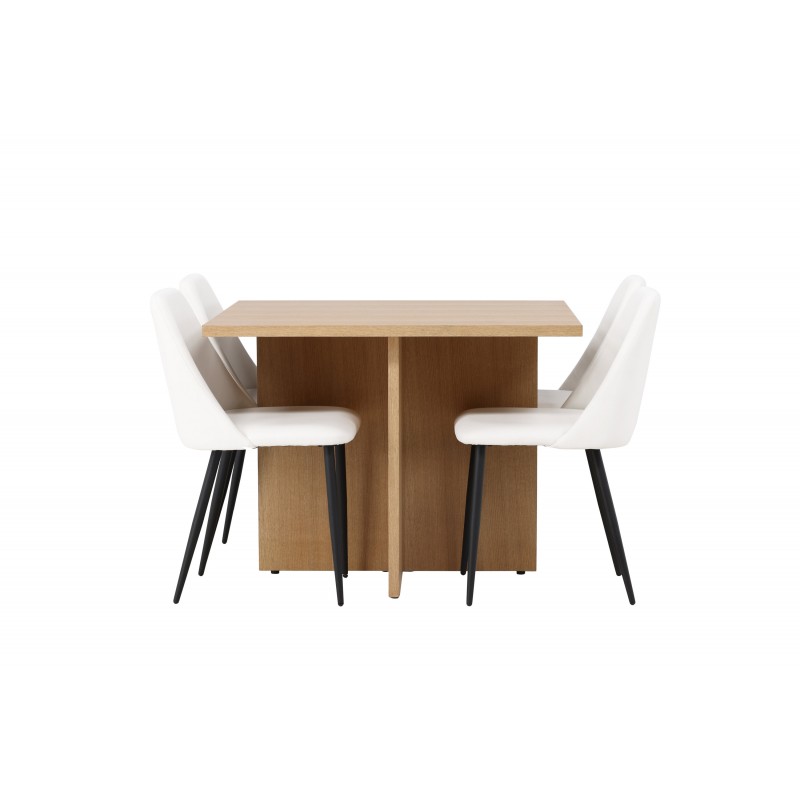 Spisebordssæt Leo med Night Spisebordsstole  - Natur og Hvid
