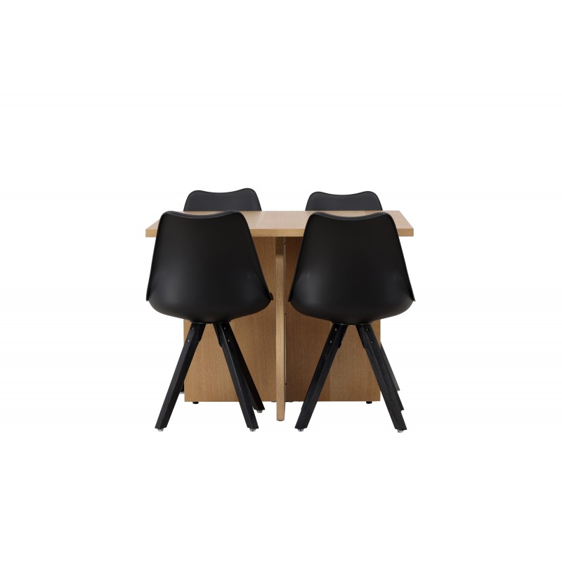 Spisebordssæt Leo med Spisebordsstole Zeno - Sort og Natur