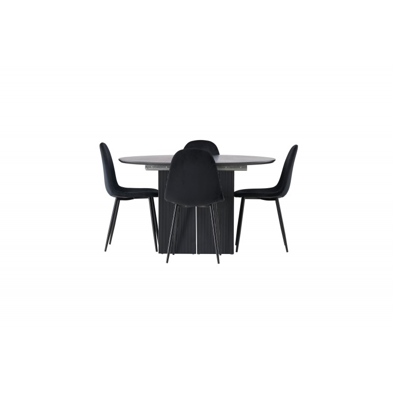 Rundt Spisebordssæt Matilda med stolene Polar  - Sort