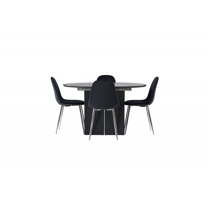 Rundt Spisebordssæt Matilda med stole Polar  - Sort