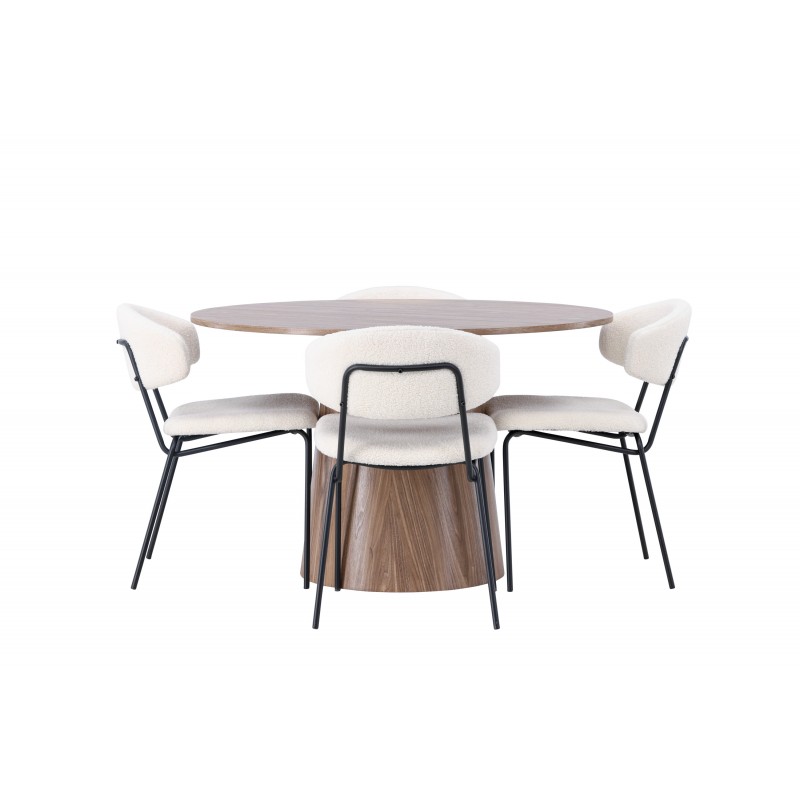 Rundt Spisebordssæt Lanzo med stole Chico