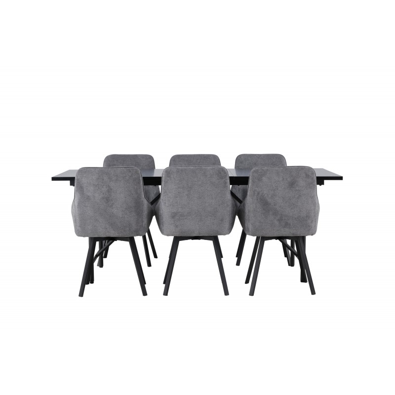 Spisebordssæt Astrid med Spisebordsstole Rosie  - Sort og Grå