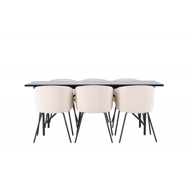 Spisebordssæt Astrid med Berit Spisebordsstole - Beige og Sort