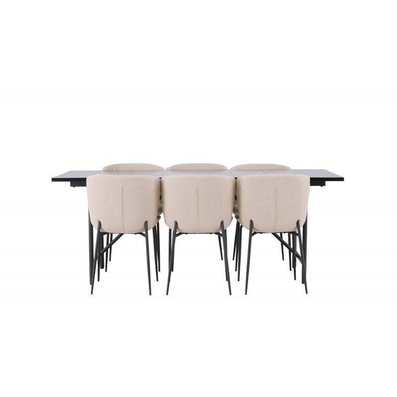 Spisebordssæt Astrid med Spisebordsstole Modesto  - Beige og Sort