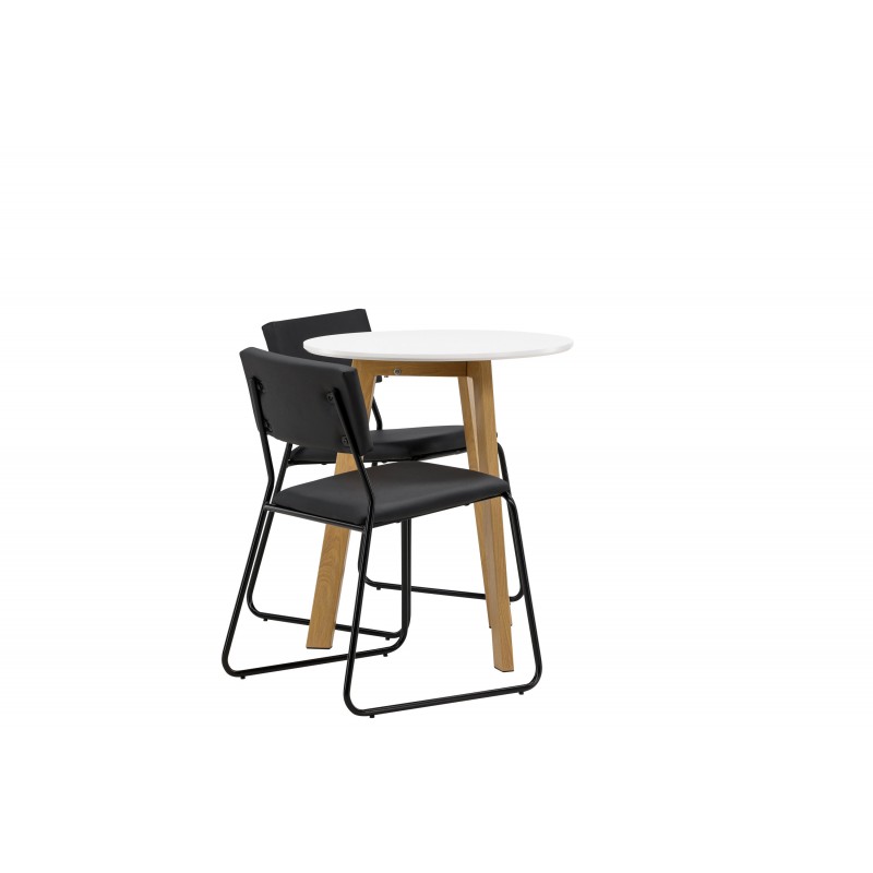 Rundt Spisebordssæt Leonora med stole Kenth  - Sort og Hvid