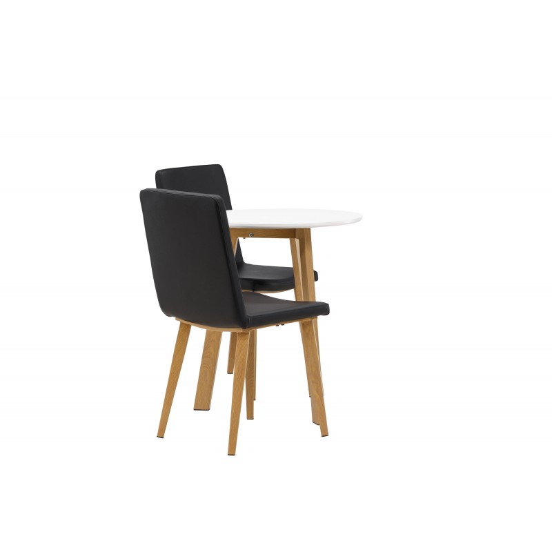 Rundt Spisebordssæt Leonora med stole Today - Sort og Hvid