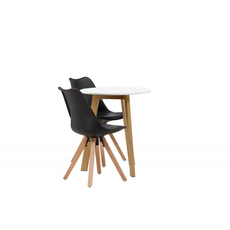 Rundt Spisebordssæt Leonora med stole Zeno  - Sort og Hvid