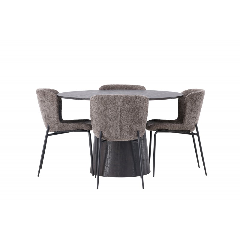 Rundt Spisebordssæt Lanzo med stole Modesto  - Sort og Mørkegrå