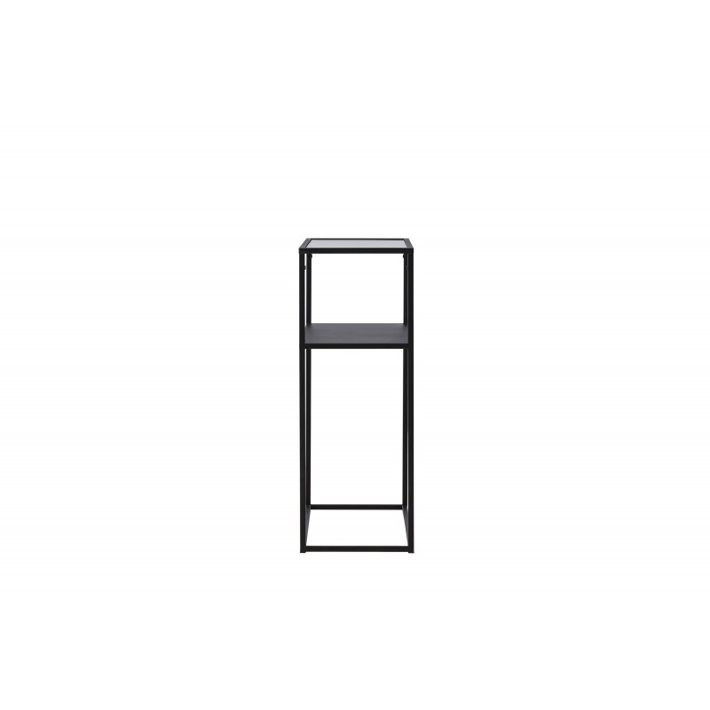 VENTURE DESIGN Bogóta sidebord, m. 1 hylde - glas og sort stål (80x30)