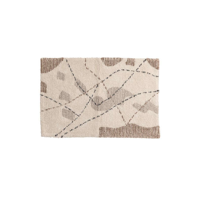 VENTURE DESIGN Paul bademåtte, rektangulær - elfenben/brun/grå bomuld (60x90)