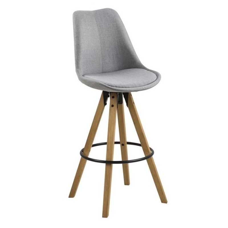 Barstol Signature Yelena lysegrå Corsica stof 4-stjernet gummitræsstel H112xB49xD55 cm allergivenlig