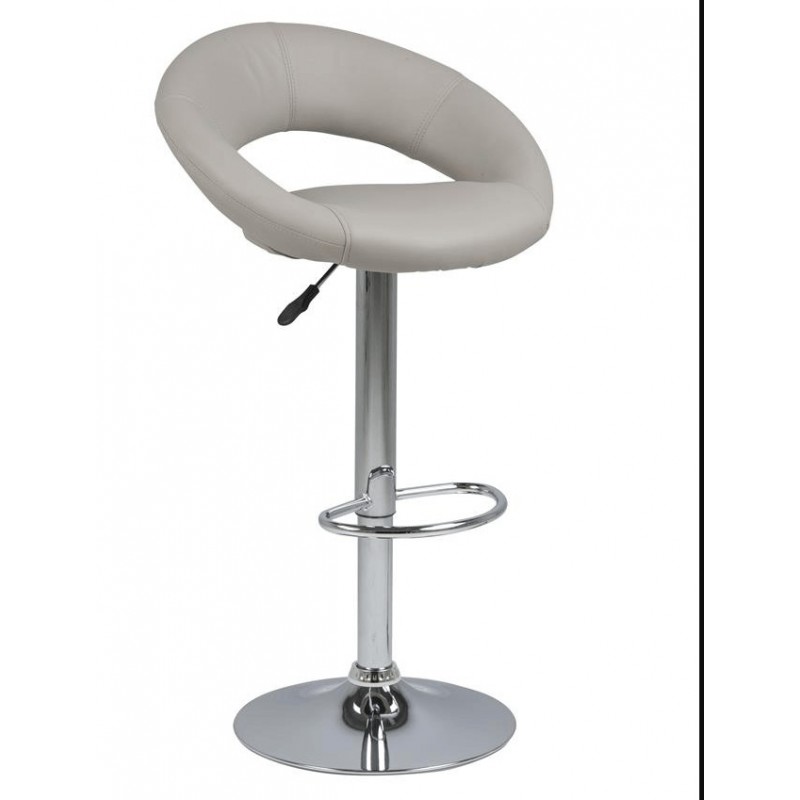 Signature Anavira barstol gråbrun PU-læder kromstel justerbar højde drejelig fodstøtte