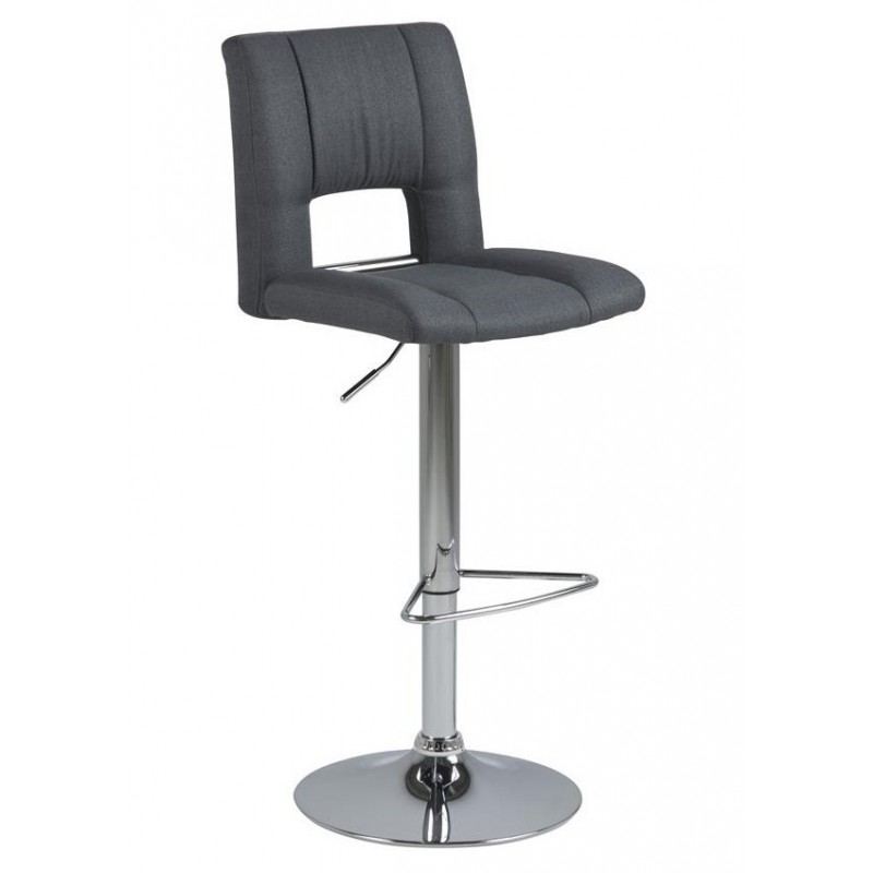 Barstol Signature Milora mørkegrå Corsica stof justerbar højde kromstål stel 2 stk H115xB41,5xD52 cm