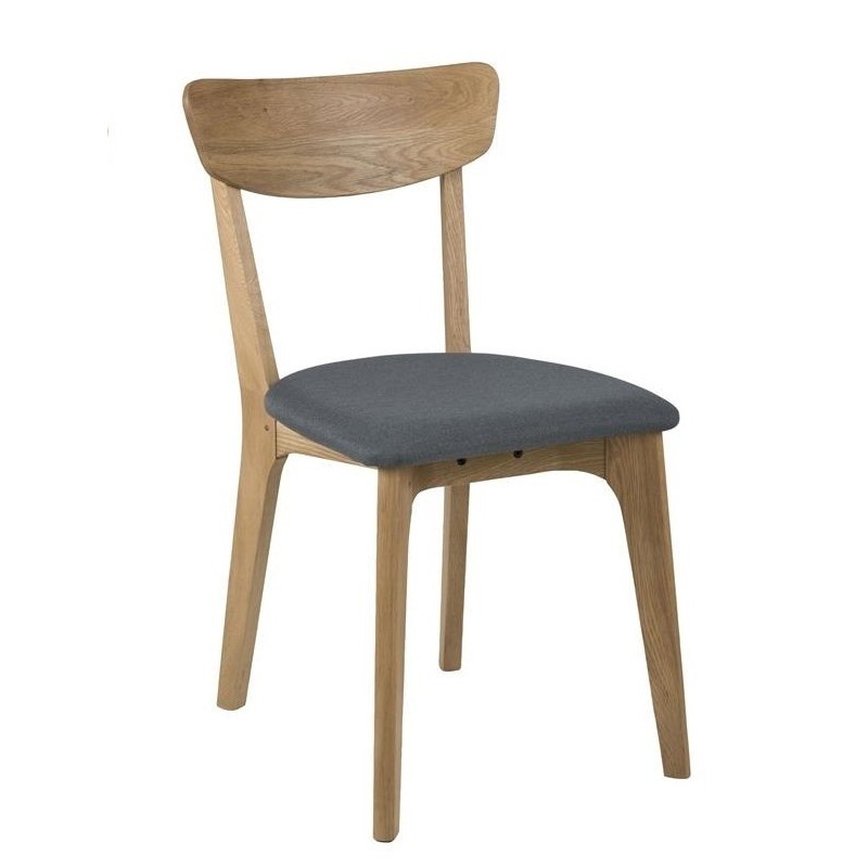 Spisebordsstol Signature Jovara mørkegrå Corsica stof ben i olieret egetræ