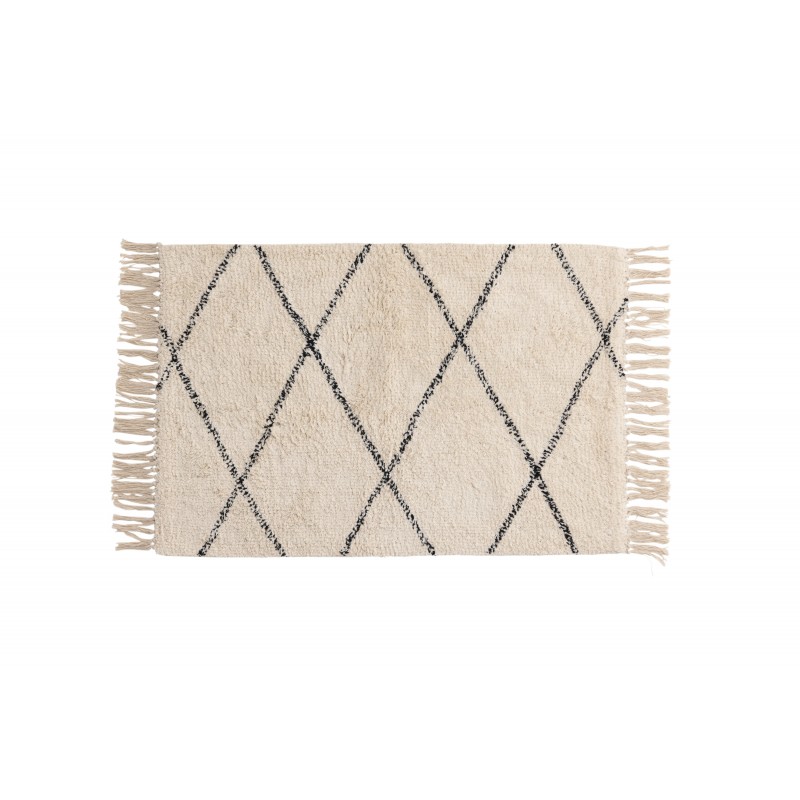 VENTURE DESIGN Thelma gulvtæppe, rektangulær - hvid/sort bomuld (50x80)