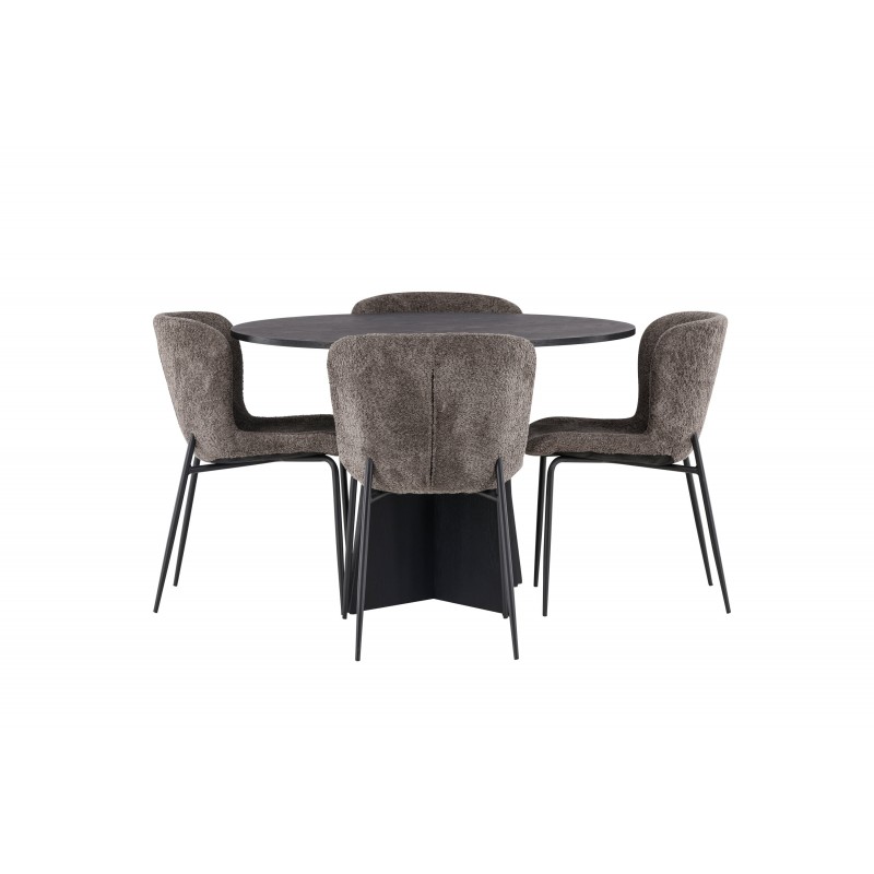 Bootcut Rundt Spisebordssæt  - Beige og Sort